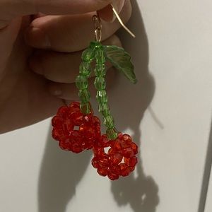 Beaded Cherry drop earrings